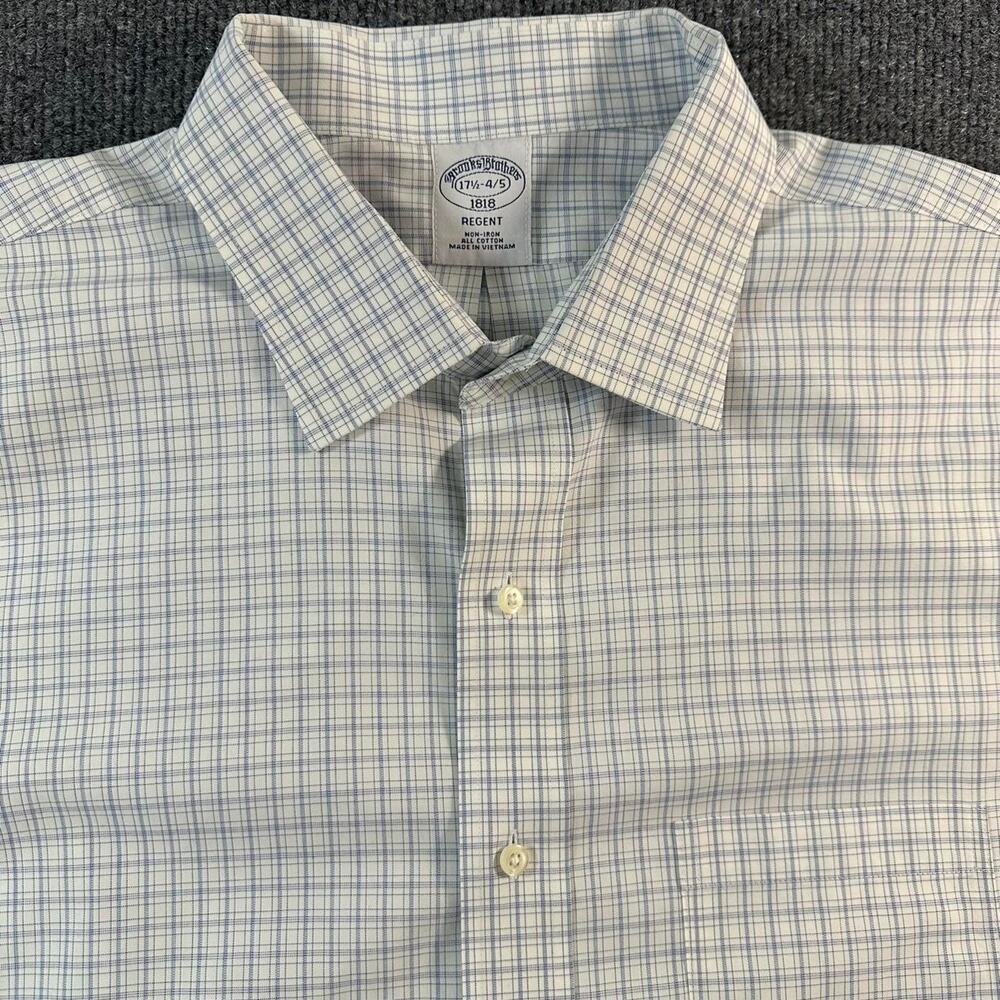 Brooks Brothers Men’s Non-Iron Dress Shirt Regent Fit All Cotton Plaid 17.5 4/5